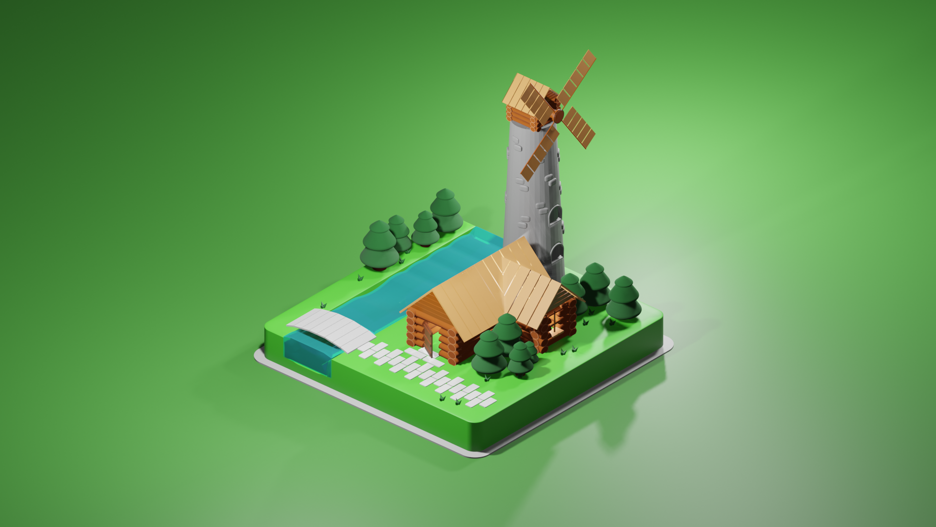 Low-Poly-Windmill-3D-Modeling